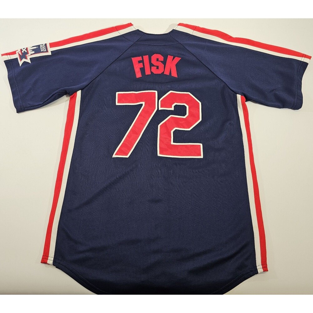 Men's S Majestic Cooperstown Chicago White Sox #72 Carlton Fisk Jersey EUC - Picture 5 of 7